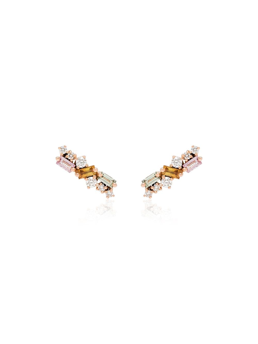 Suzanne Kalan 18kt rose gold diamond sapphire stud earrings - Pink von Suzanne Kalan