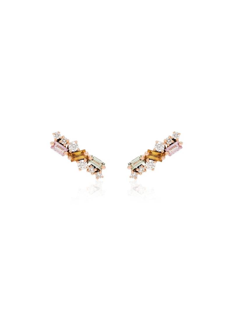 Suzanne Kalan 18kt rose gold diamond sapphire stud earrings - Pink von Suzanne Kalan