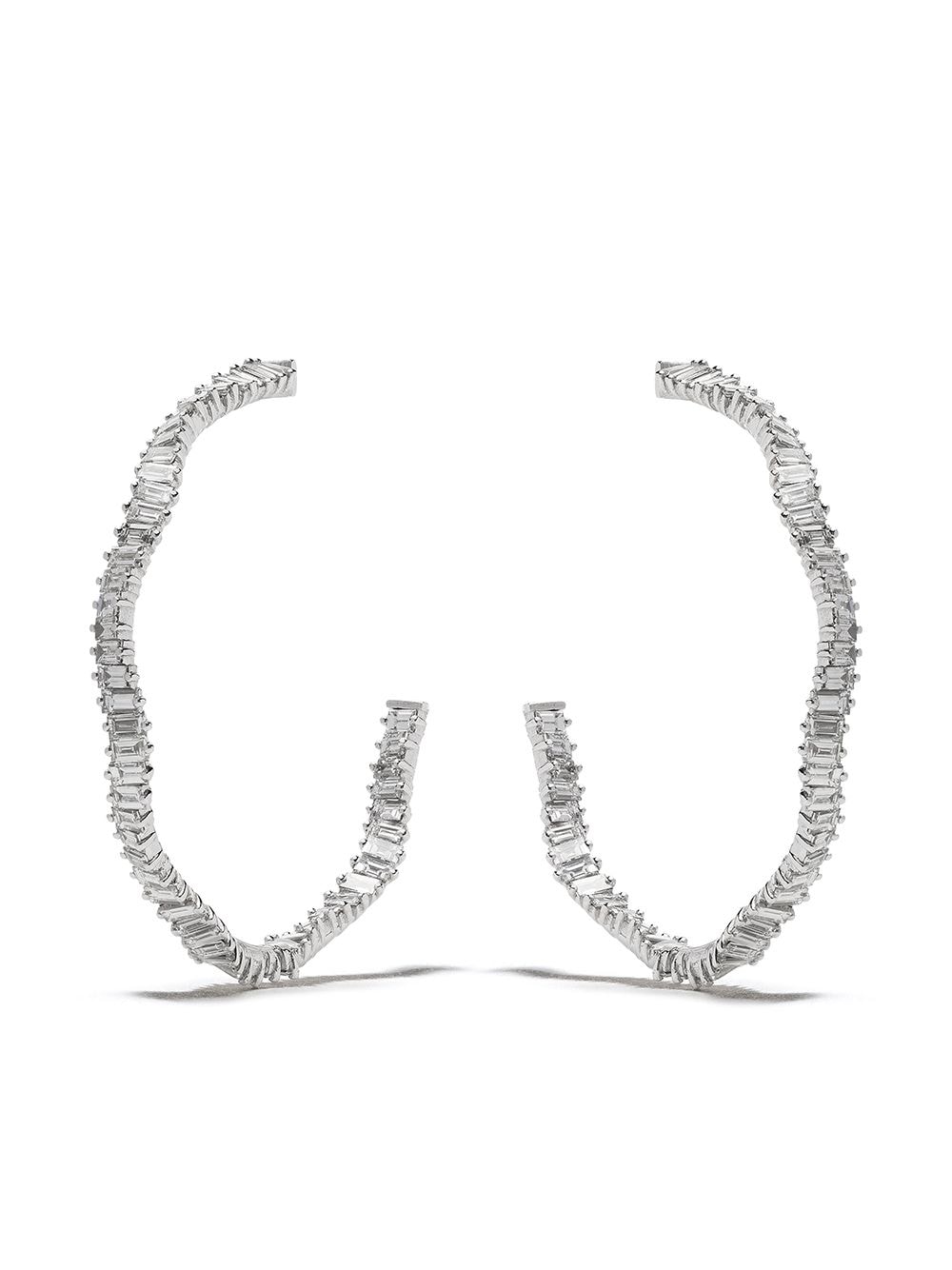 Suzanne Kalan 18kt white gold 45mm Wave diamond hoops - Silver von Suzanne Kalan