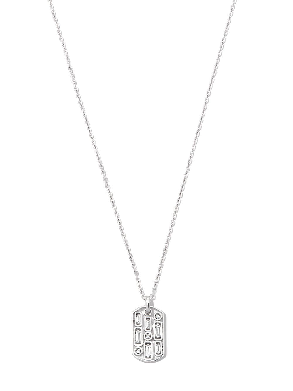 Suzanne Kalan 18kt white gold Inlay diamond dog tag pendant necklace - Silver von Suzanne Kalan