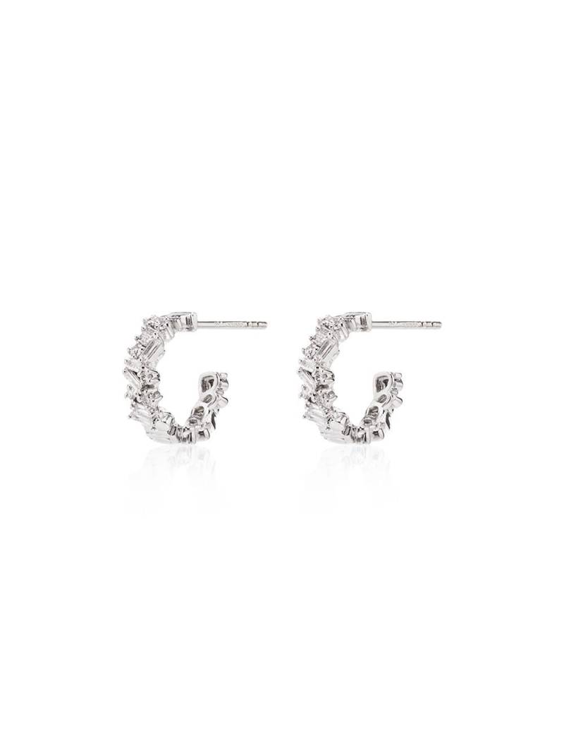 Suzanne Kalan 18kt white gold and diamond hoop earrings von Suzanne Kalan