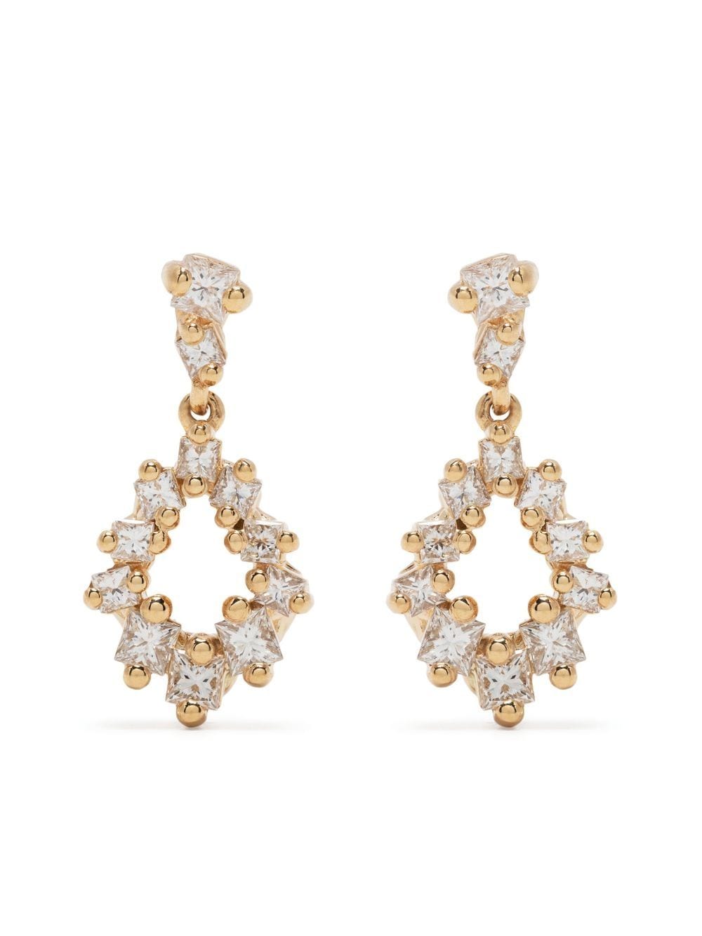 Suzanne Kalan 18kt yellow gold Pear Shaped diamond drop earrings von Suzanne Kalan