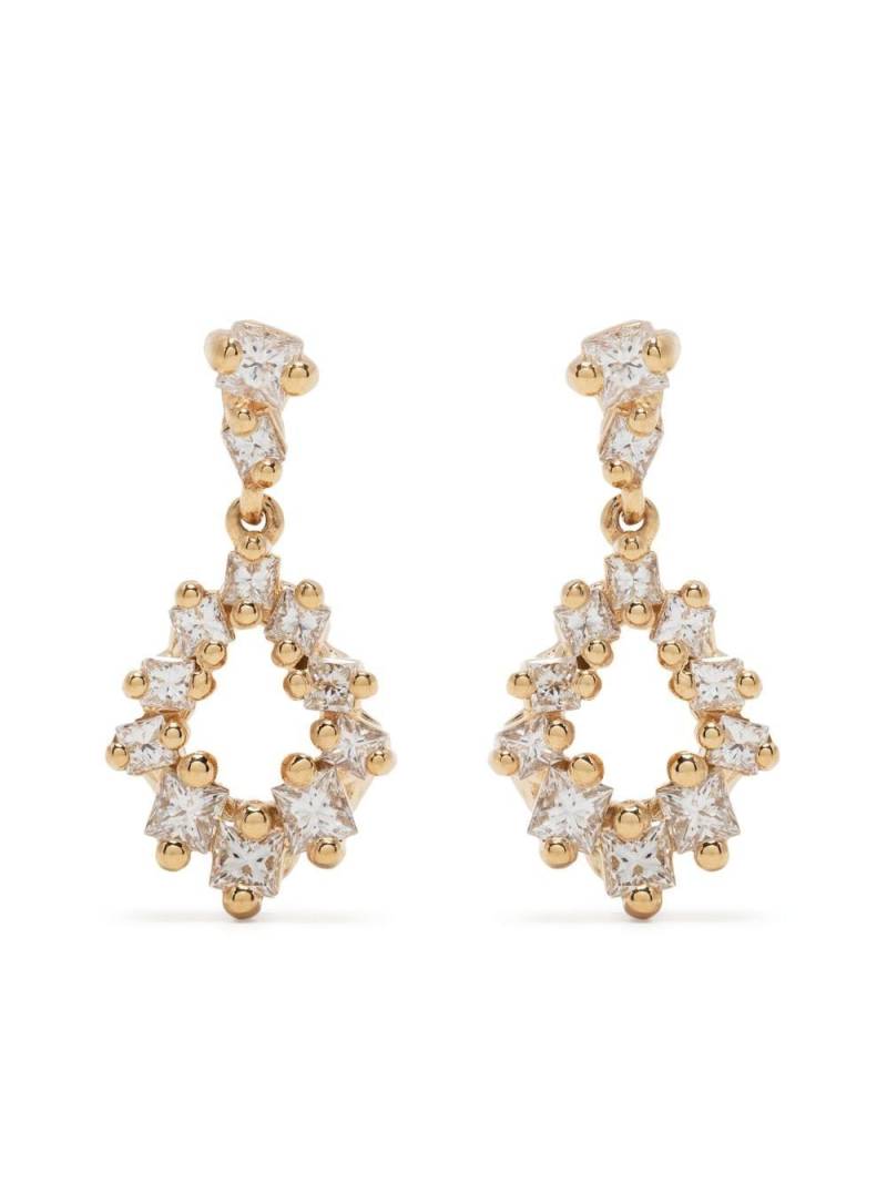 Suzanne Kalan 18kt yellow gold Pear Shaped diamond drop earrings von Suzanne Kalan