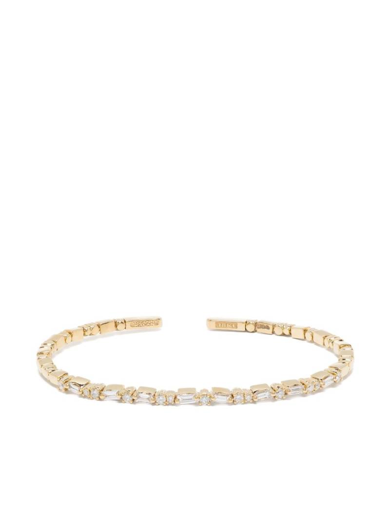 Suzanne Kalan 18kt yellow gold Thin Mix diamond open-cuff bracelet von Suzanne Kalan