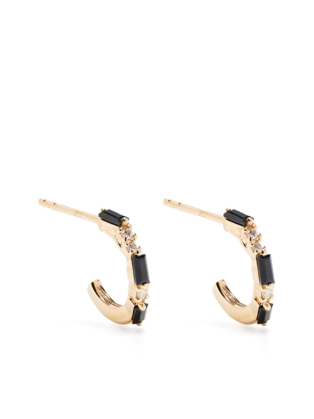 Suzanne Kalan 18kt yellow gold black sapphire hoops von Suzanne Kalan