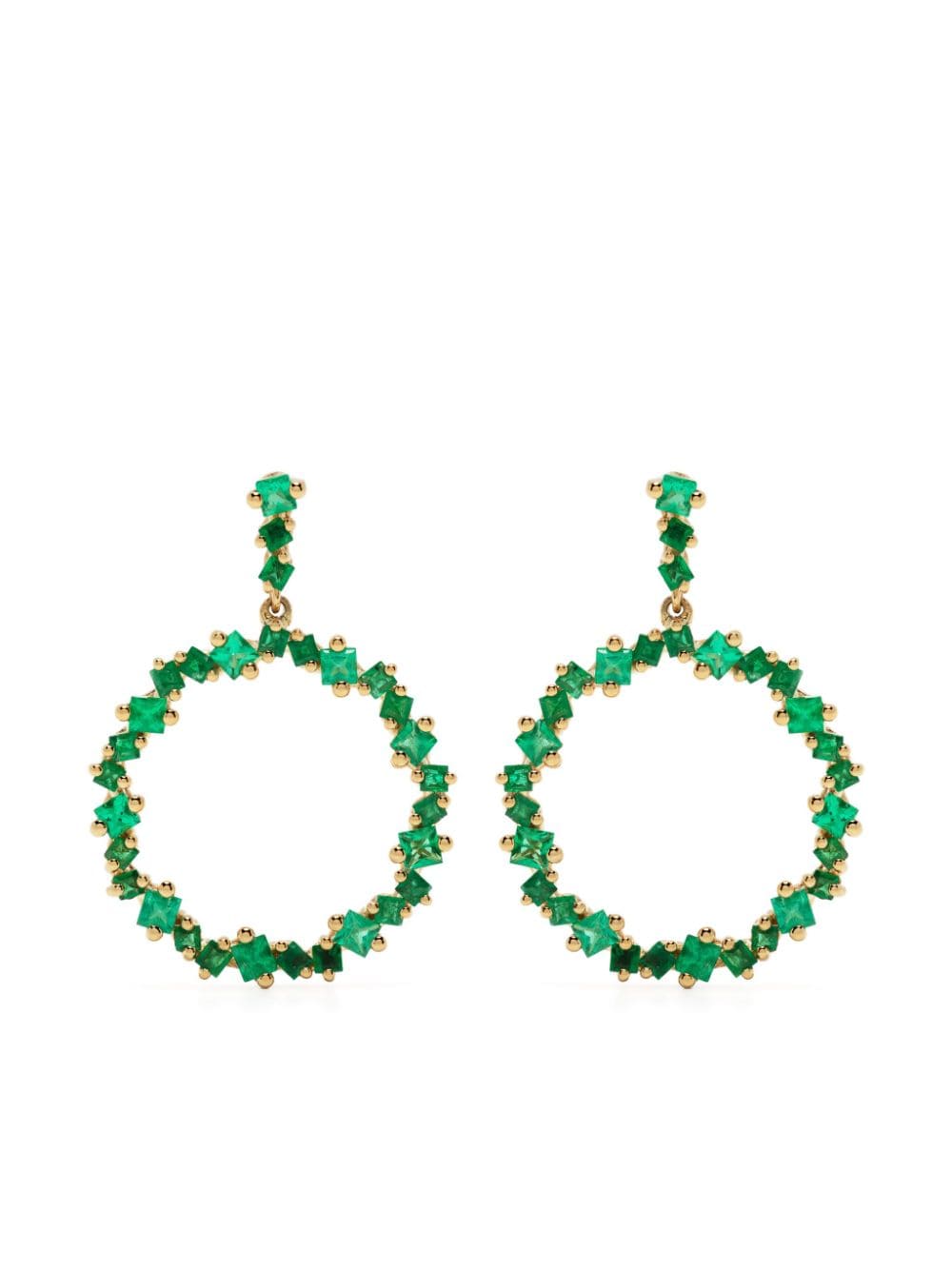 Suzanne Kalan 18kt yellow gold circle emerald earrings - Green von Suzanne Kalan