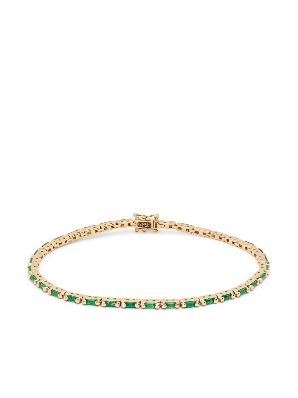 Suzanne Kalan 18kt yellow gold emerald tennis bracelet - Green