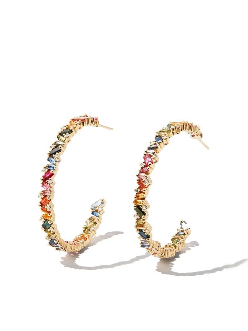 Suzanne Kalan 18kt yellow gold sapphire hoop earrings von Suzanne Kalan