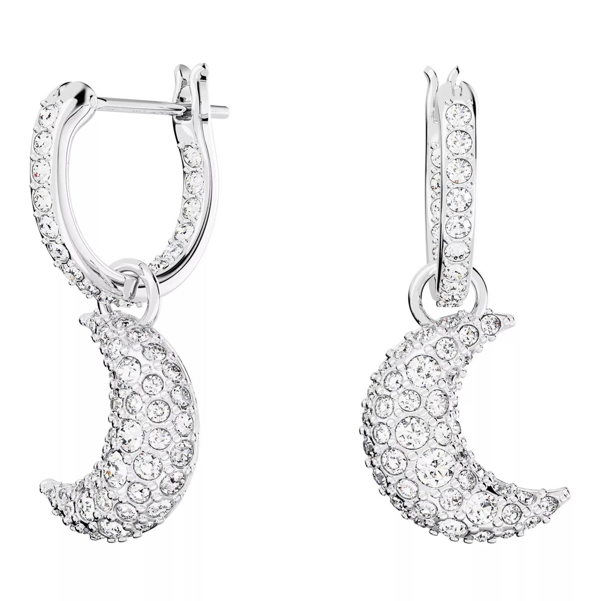 Swarovski Armbanduhr - Luna drop earrings, Moon, Rhodium plated - Gr. unisize - in Weiß - für Damen von Swarovski