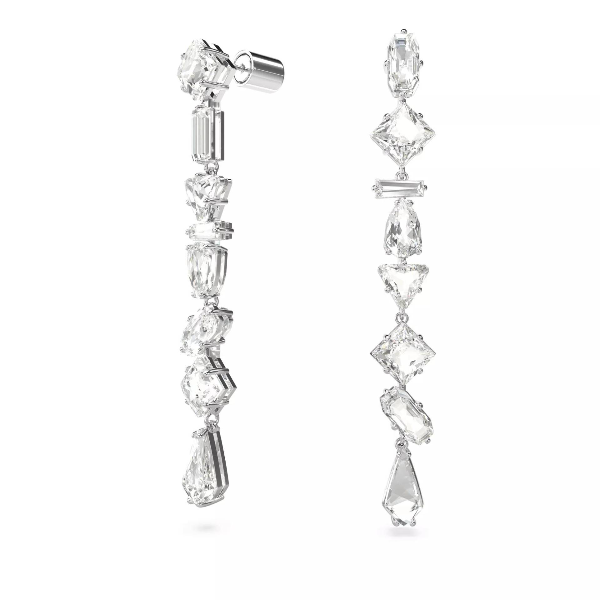 Swarovski Armbanduhr - Mesmera drop earrings, Mixed cuts, Long, Rhodium p - Gr. unisize - in Weiß - für Damen von Swarovski