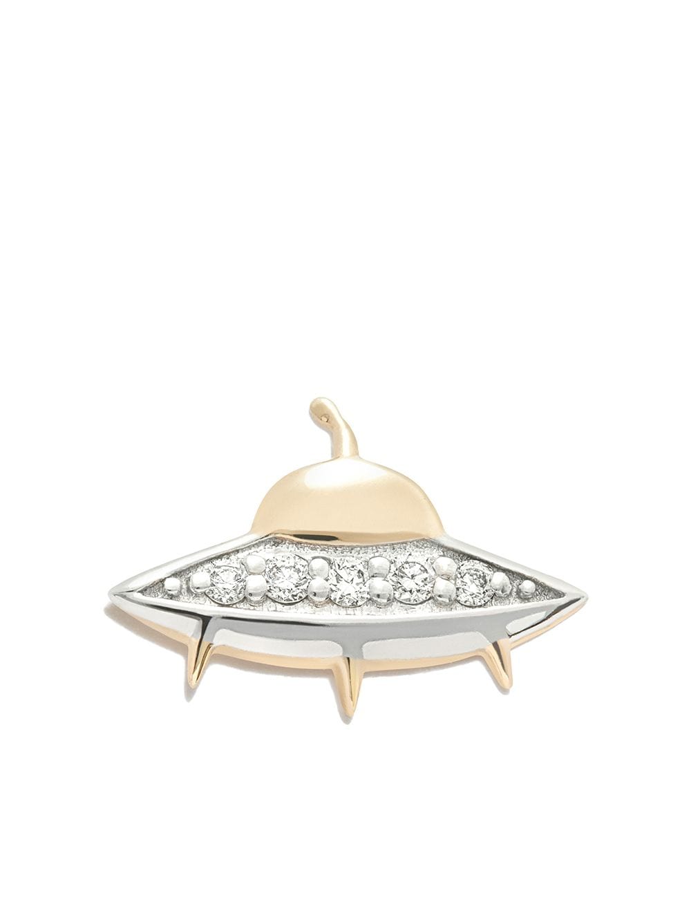 Sydney Evan 14kt yellow gold Flying Saucer diamond stud earring von Sydney Evan