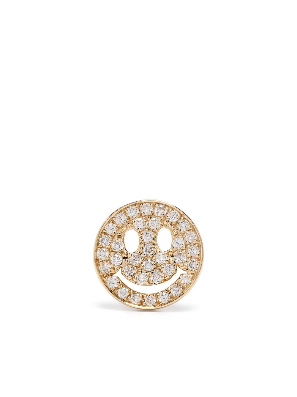 Sydney Evan 14kt yellow gold Happy Face diamond stud earring von Sydney Evan