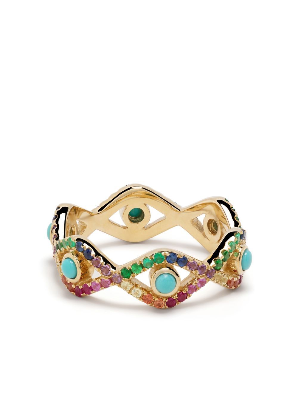 Sydney Evan 14kt yellow gold Rainbow Evil Eye Eternity multi-stone ring - Multicolour von Sydney Evan