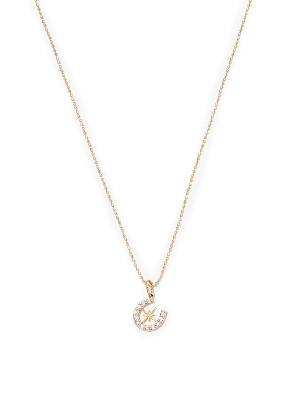 Sydney Evan 14kt yellow gold Starburst Horseshoe diamond charm necklace von Sydney Evan