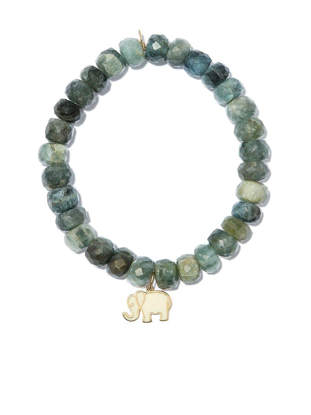 Sydney Evan 14kt yellow gold aquamarine rondelle elephant charm beaded bracelet von Sydney Evan