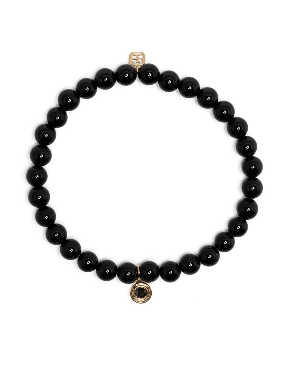 Sydney Evan 14kt yellow gold charm-detail onyx bracelet - Black von Sydney Evan