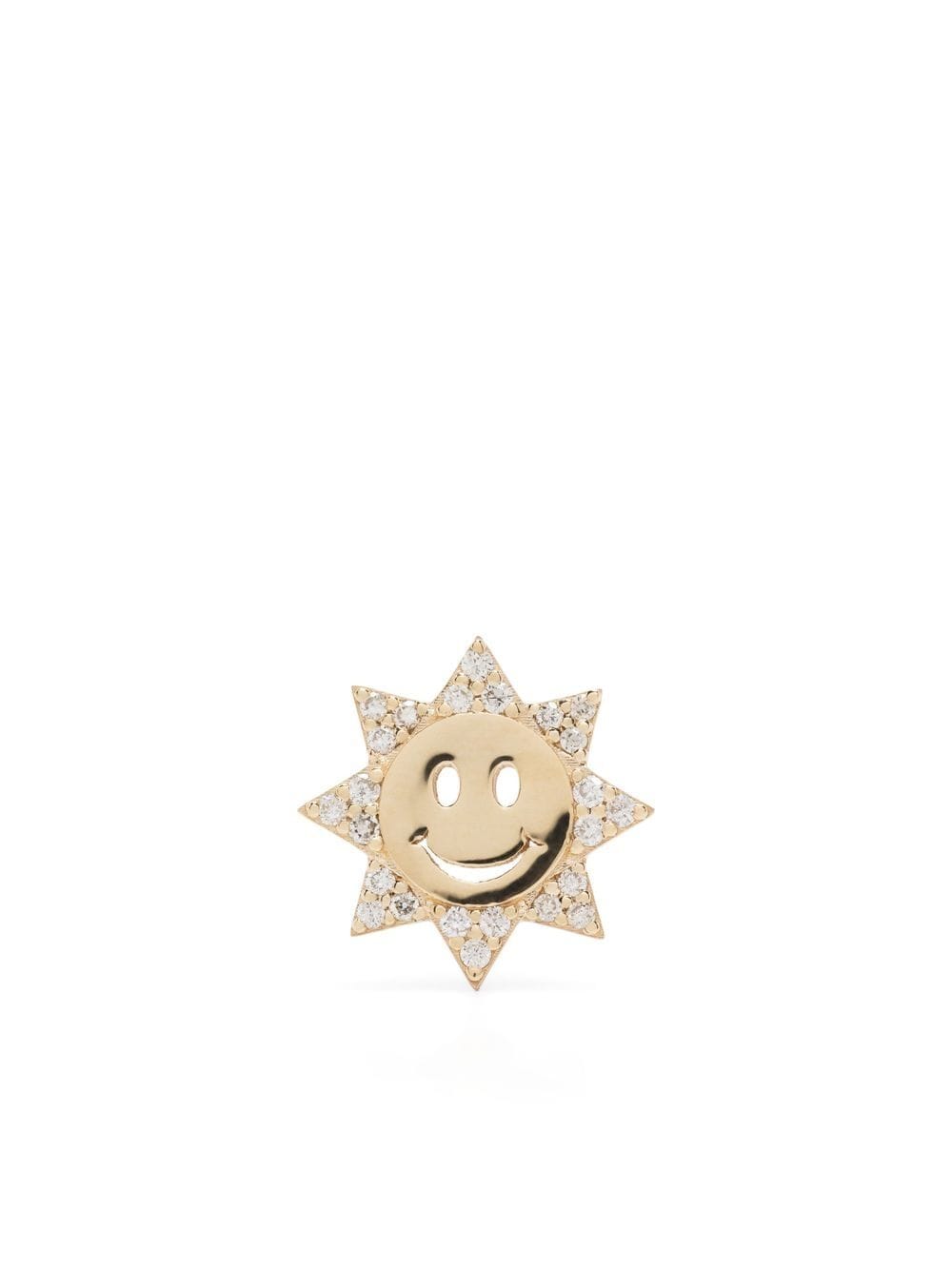 Sydney Evan 14kt yellow gold diamond Happy Face earring von Sydney Evan