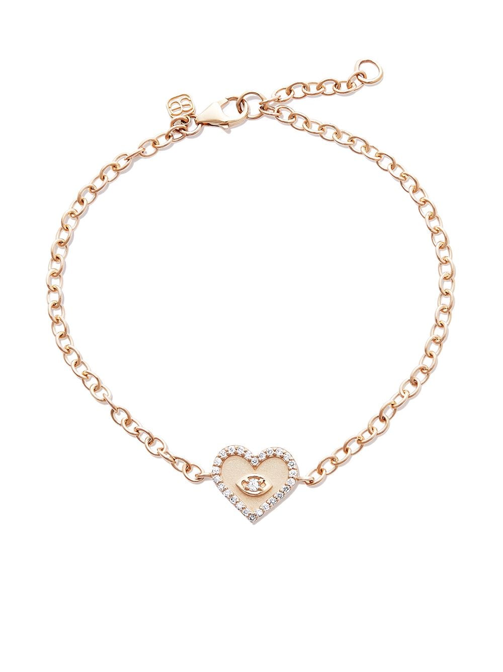 Sydney Evan 14kt yellow gold heart evil eye charm bracelet von Sydney Evan