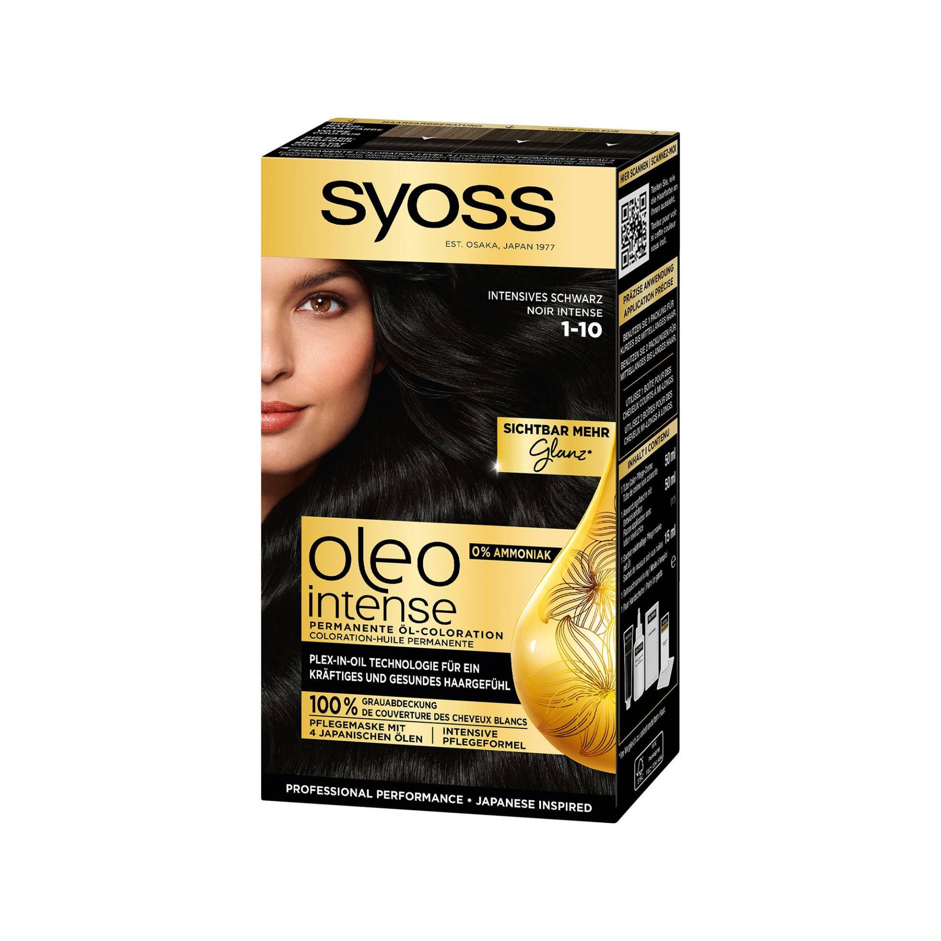 Oleo Intense, Permanente Öl-coloration Damen Intensives Schwarz - 115ML von syoss