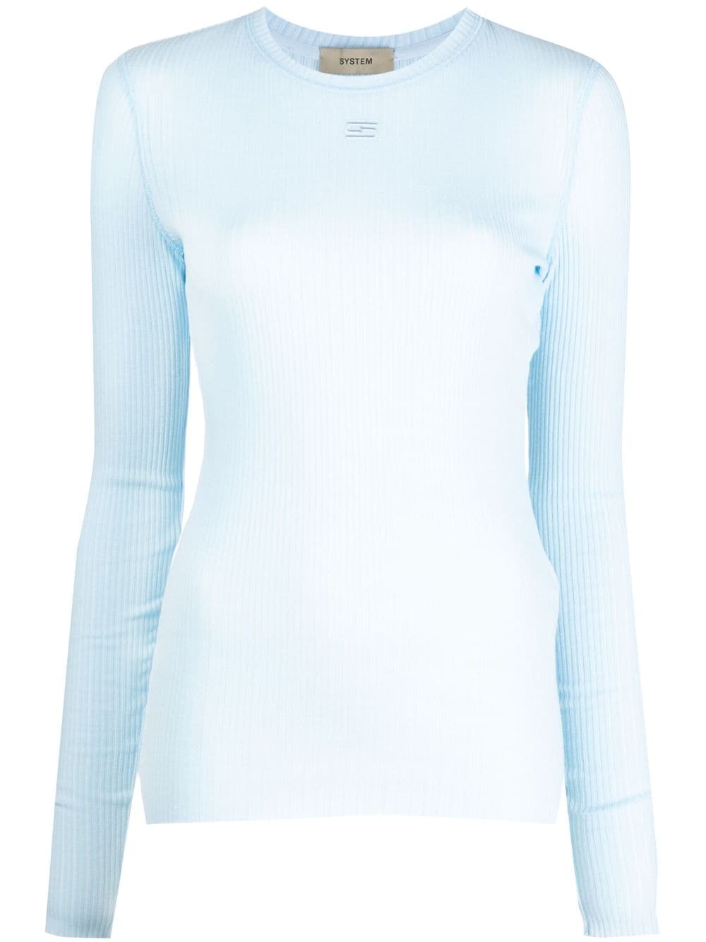 System semi-sheer ribbed-knit top - Blue von System