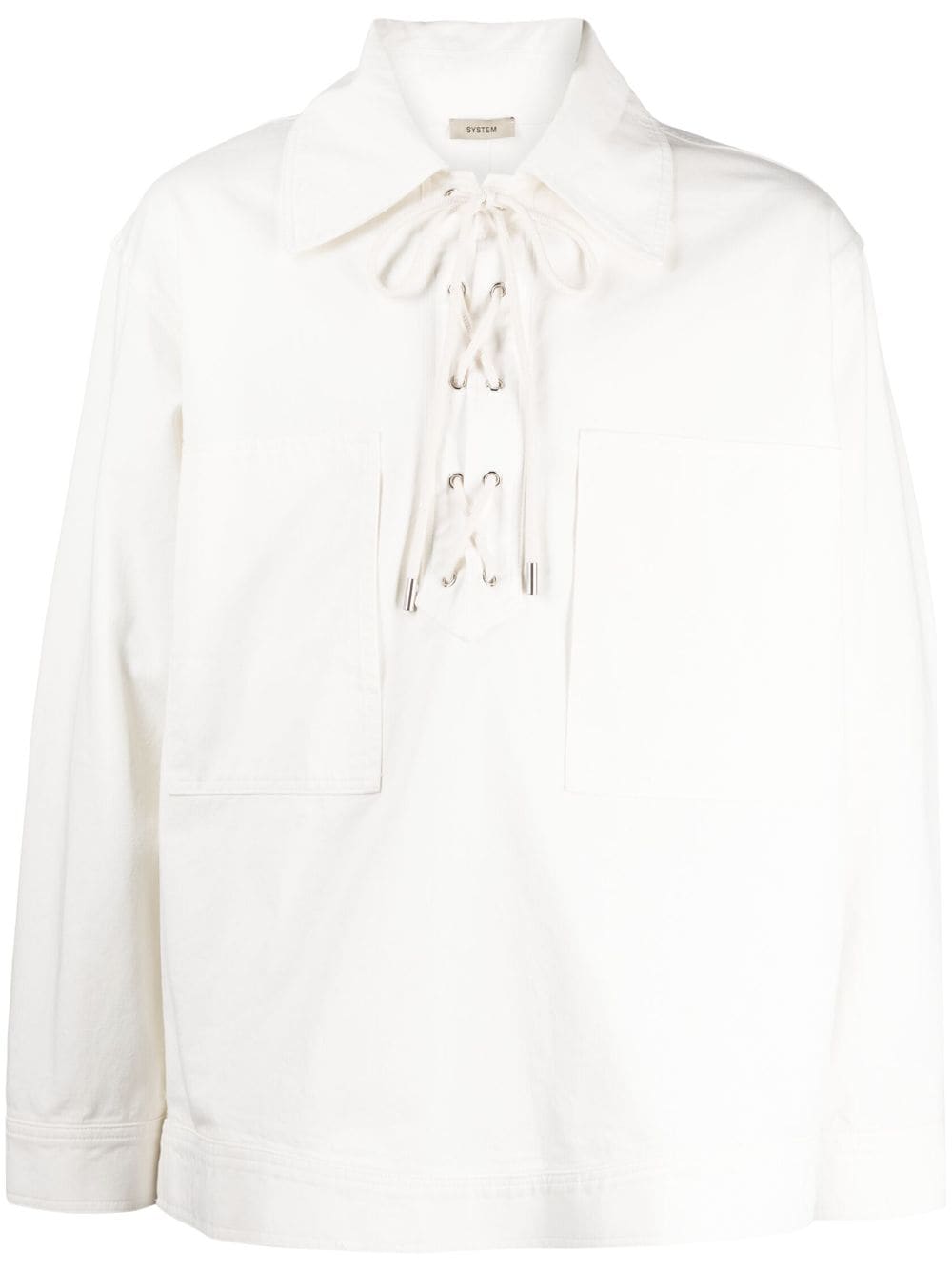 System spread-collar tie-fastening cotton shirt - White von System