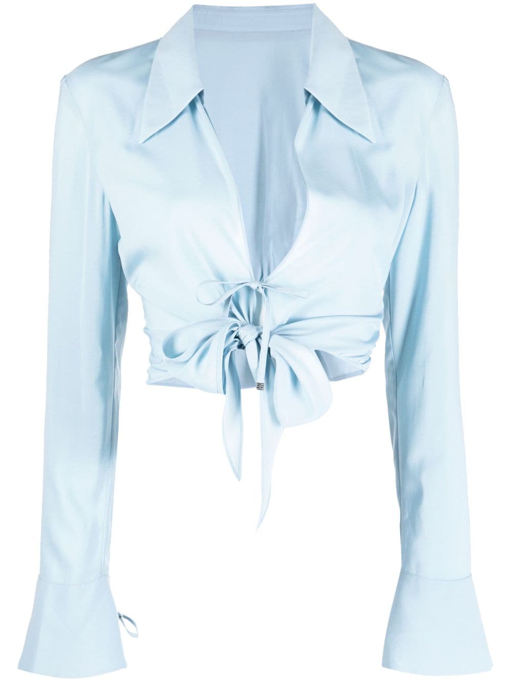 System tie-fastening cropped blouse - Blue von System