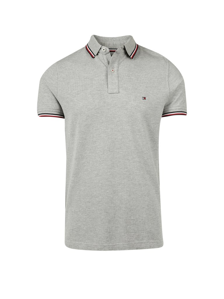 TOMMY HILFIGER Poloshirt Slim Fit  grau | L von Tommy Hilfiger