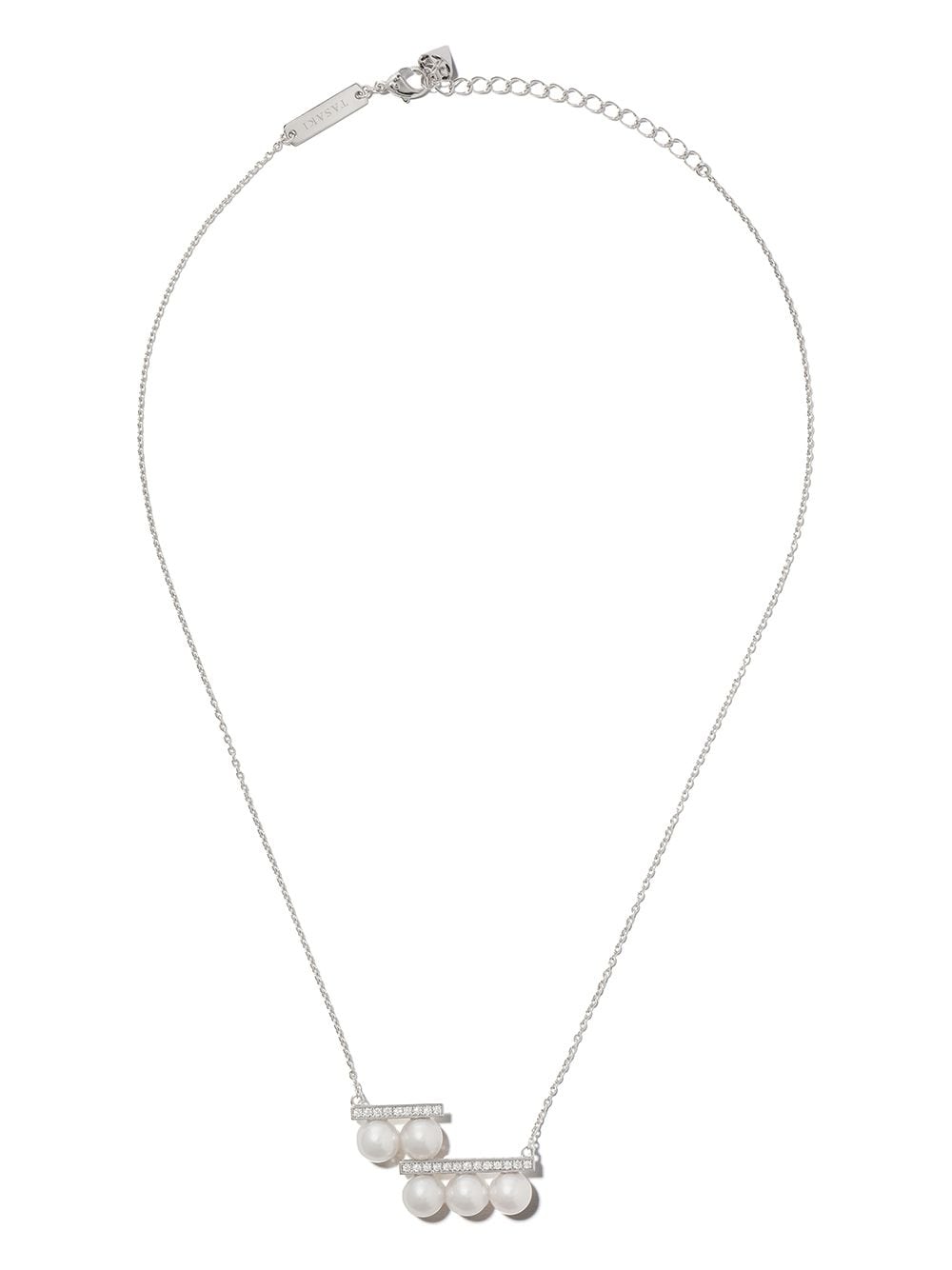 TASAKI 18kt white gold Collection Line Balance step pearl and diamond pendant - Silver von TASAKI
