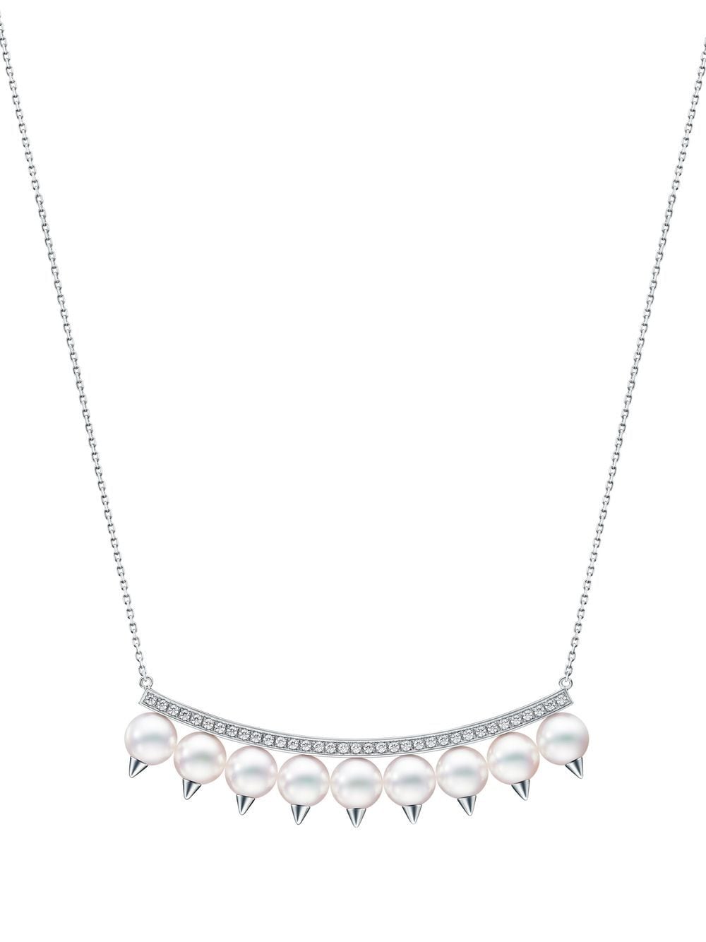 TASAKI 18kt white gold Collection Line Danger plus diamond pavé necklace - Silver von TASAKI