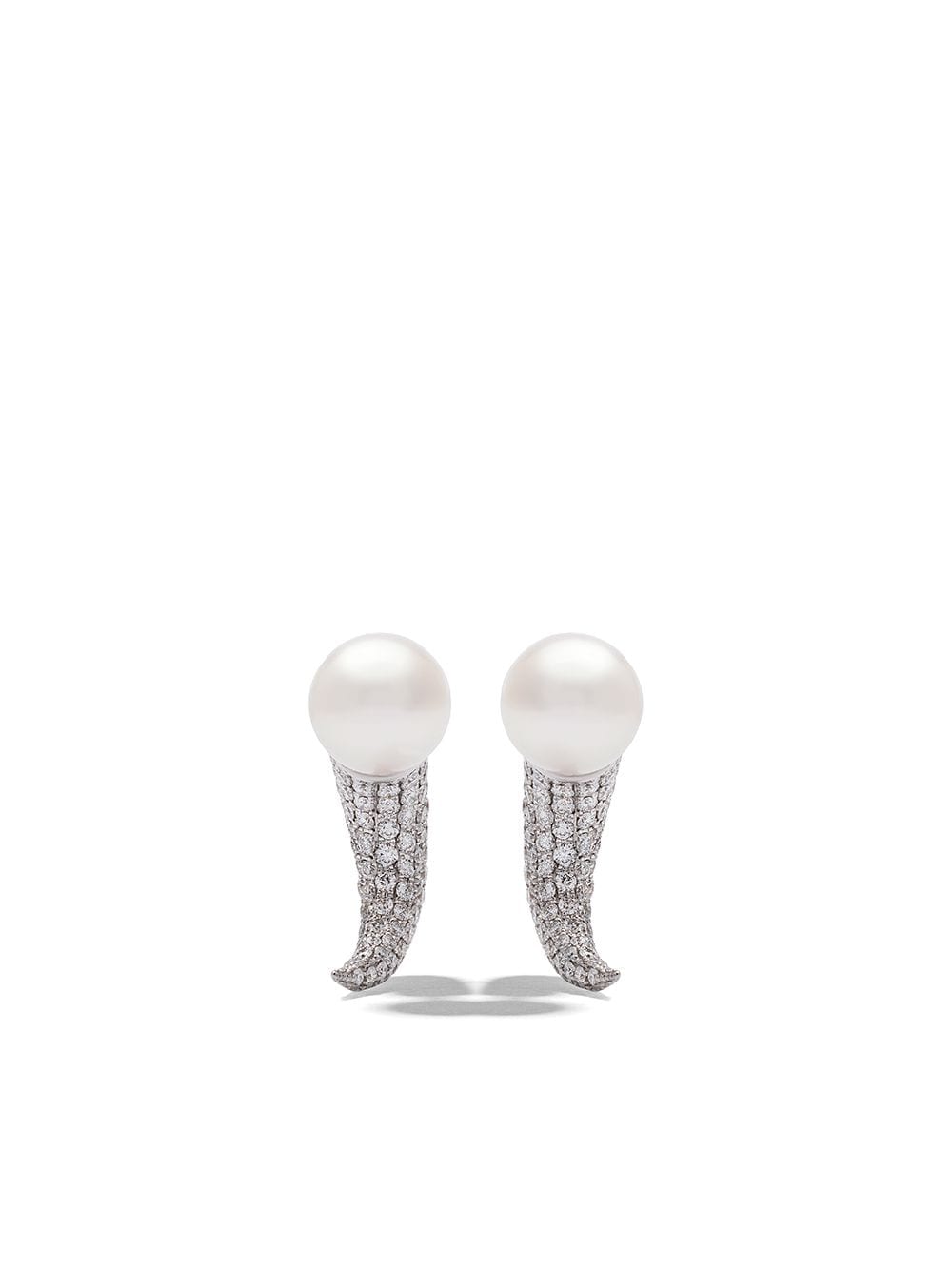 TASAKI 18kt white gold Collection Line Danger Horn pearl and diamond earrings - Silver von TASAKI