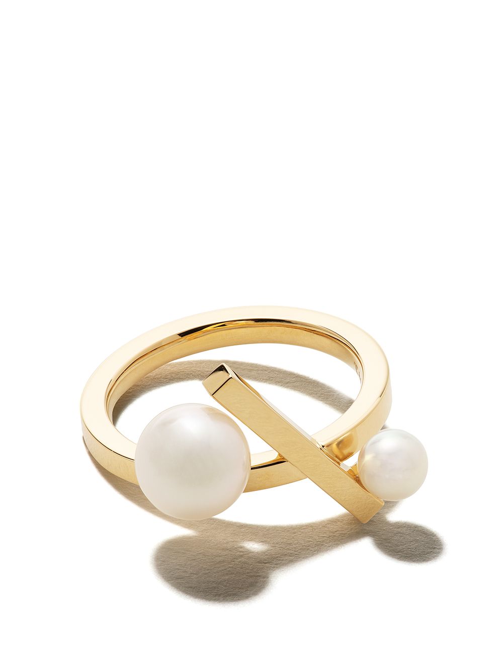 TASAKI 18kt yellow gold Collection Line Balance cross Akoya pearl ring von TASAKI