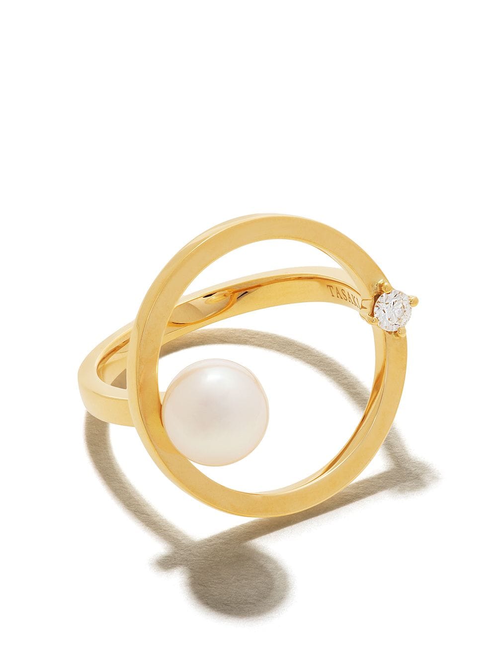 TASAKI 18kt yellow gold Collection Line Kinetic Akoya pearl and diamond ring von TASAKI