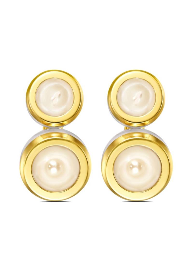 TASAKI 18kt yellow gold M/G Sliced Bezel pearl stud earrings von TASAKI