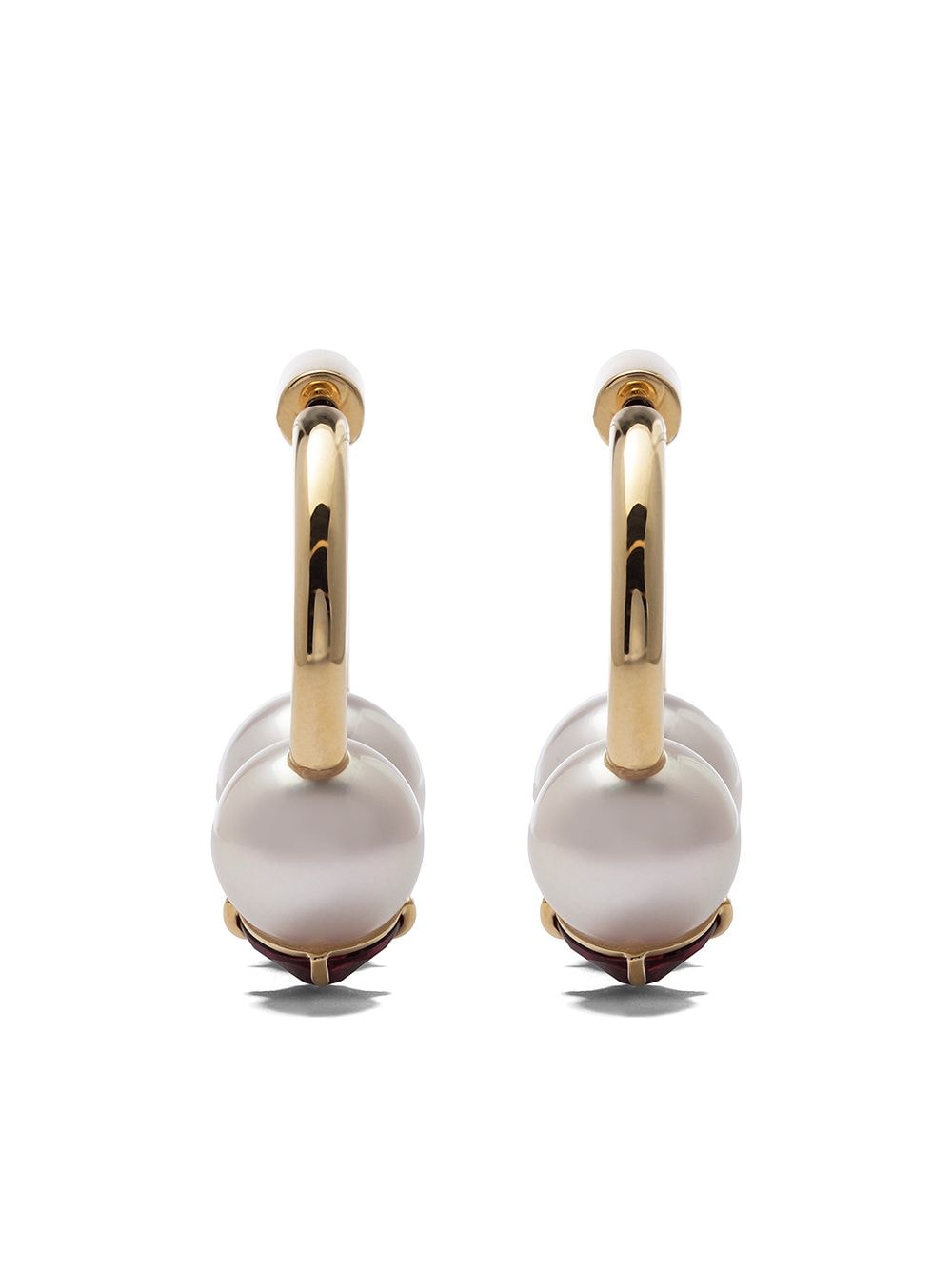 TASAKI 18kt yellow gold Collection Line refined rebellion signature garnet earrings von TASAKI