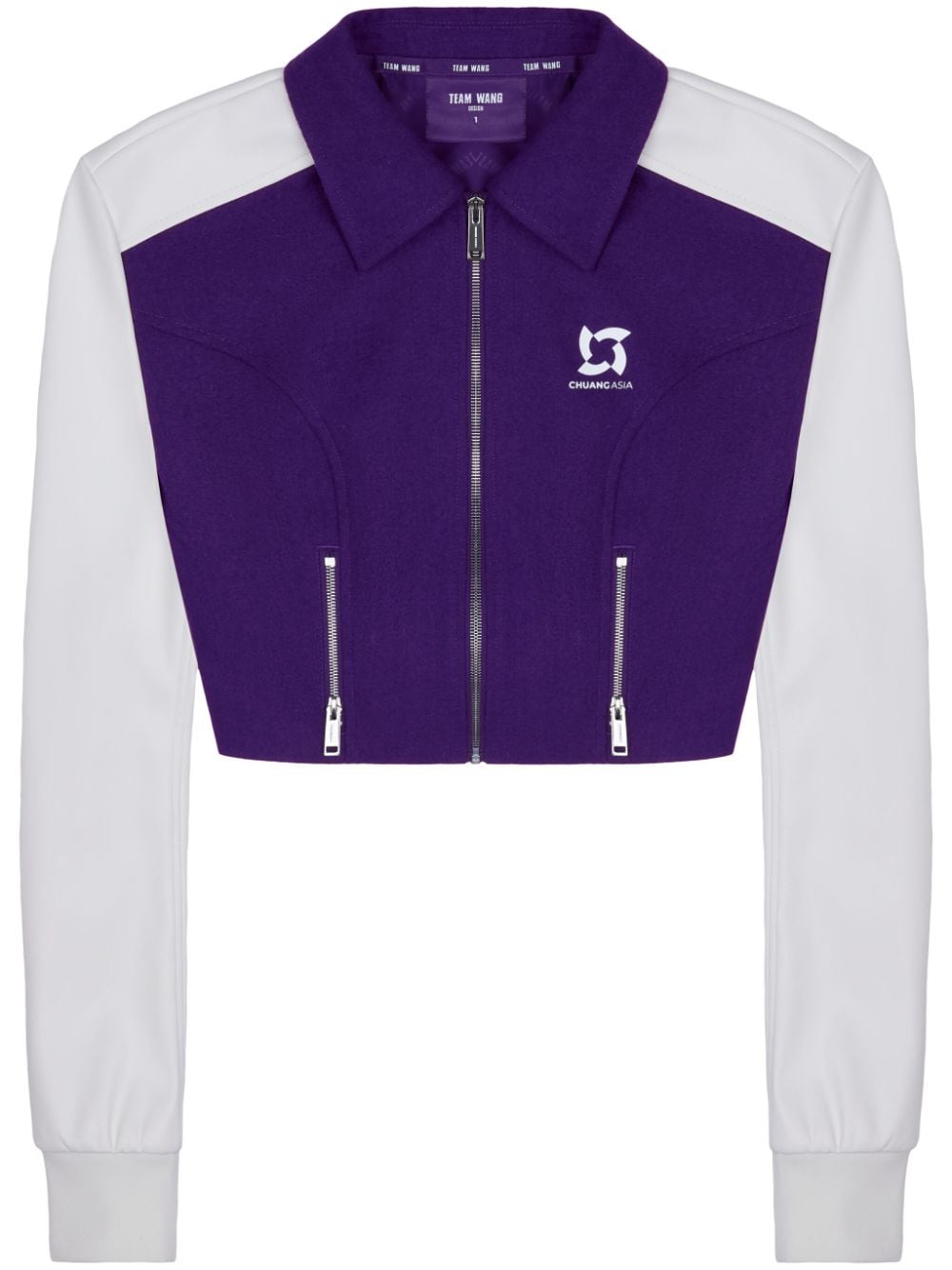 TEAM WANG design panelled zip-up cropped jacket - Purple von TEAM WANG design