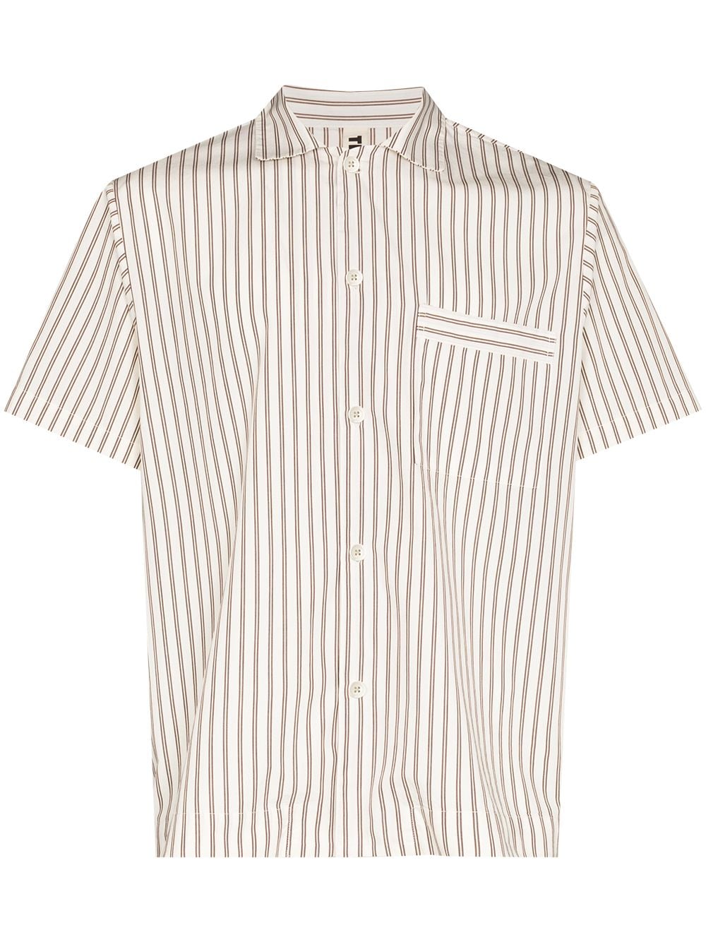 TEKLA vertical-stripe short-sleeve pajama shirt - Neutrals von TEKLA
