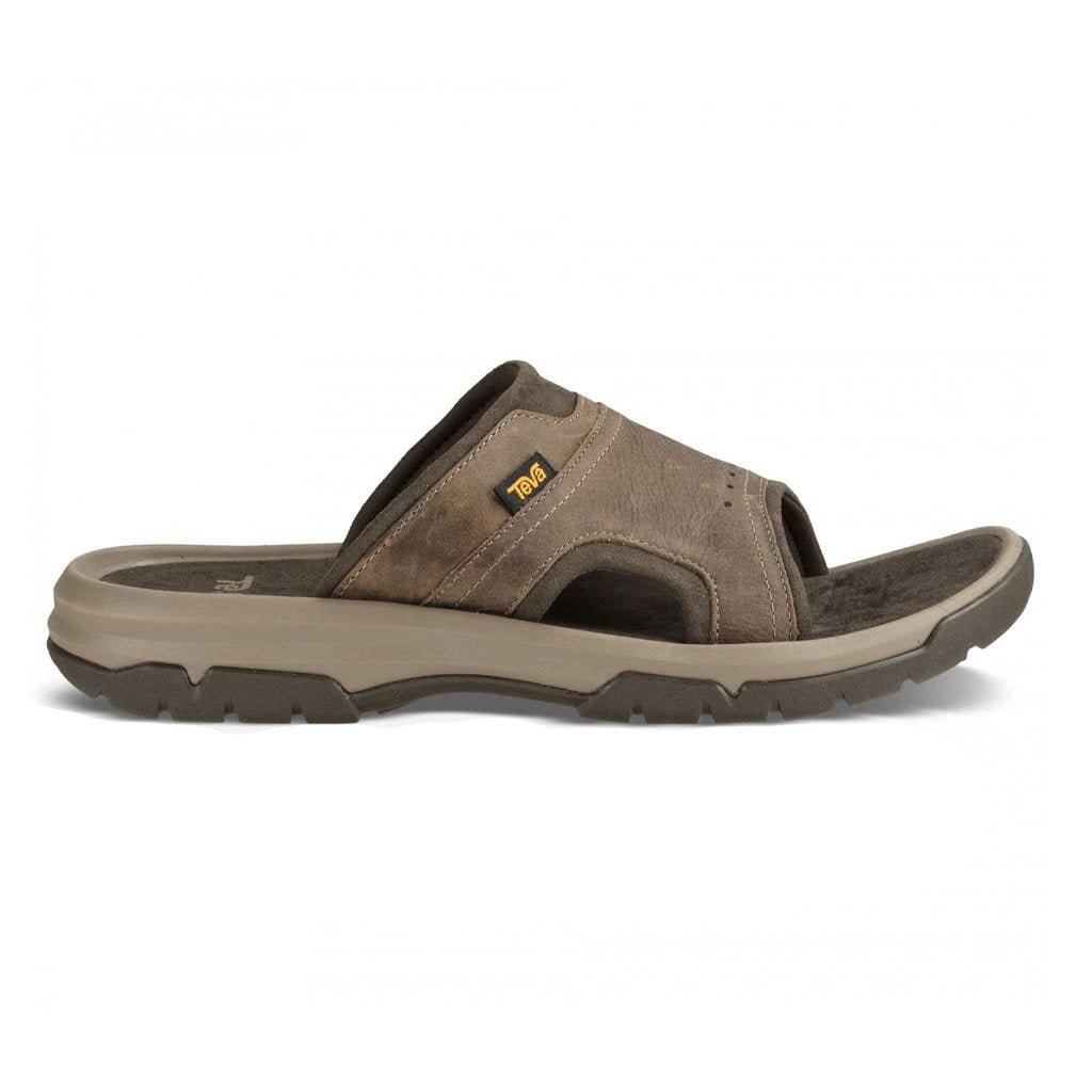 Langdon Slide - Leder Sandale Herren Braun 44.5 von TEVA