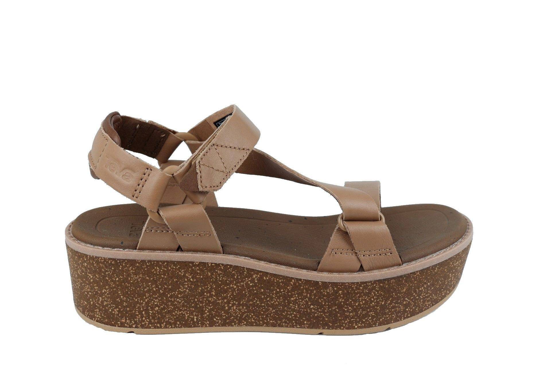 Madera Wedge - Leder Wandersandale Damen Beige 37 von TEVA