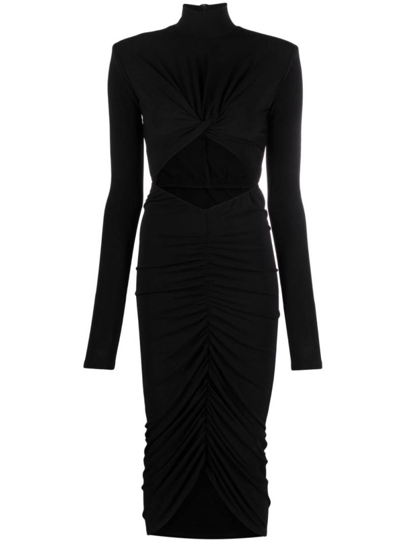 THE ANDAMANE Kim ruched cut-out midi dress - Black von THE ANDAMANE