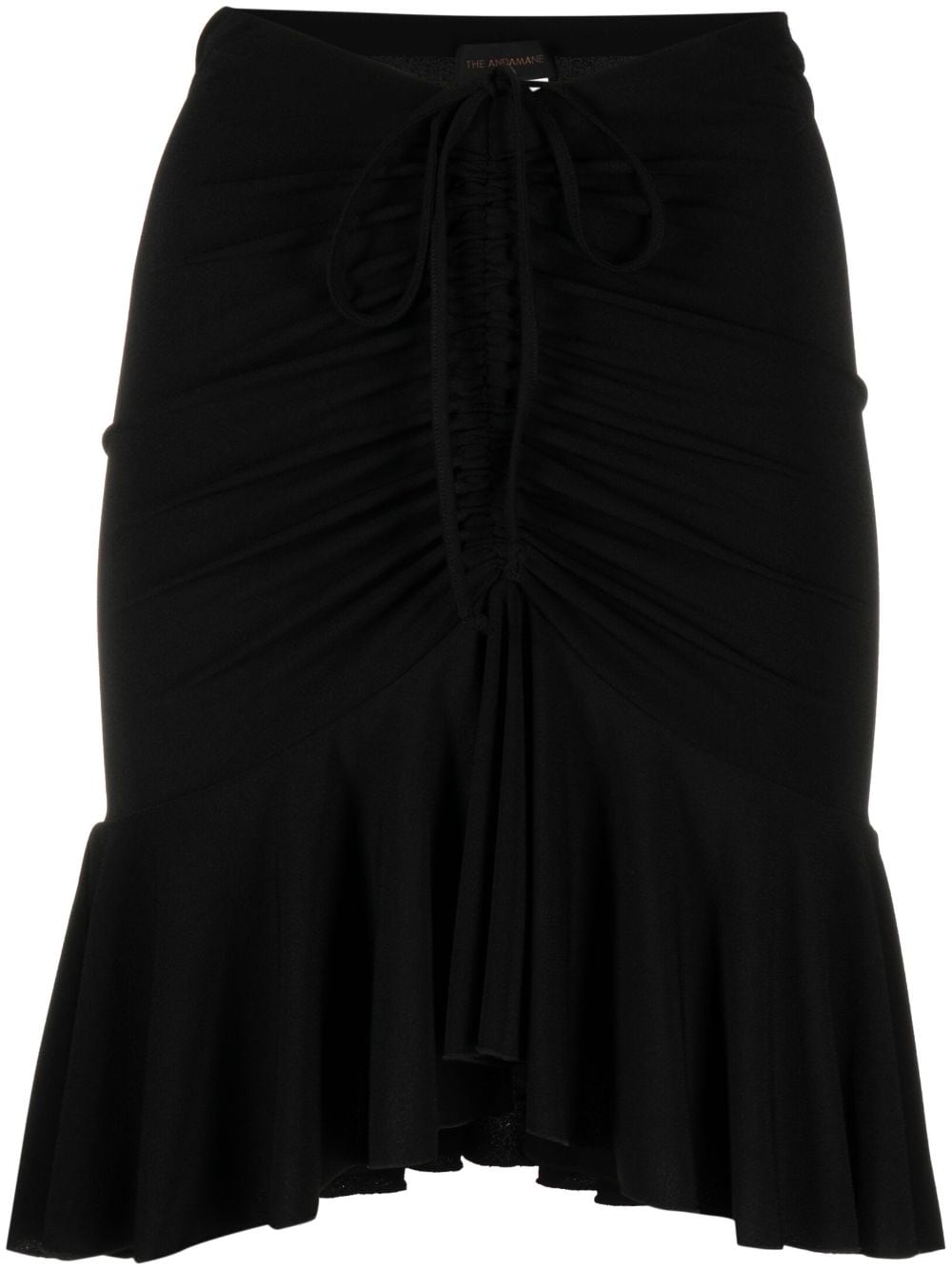THE ANDAMANE Natasha ruched drawstring miniskirt - Black von THE ANDAMANE