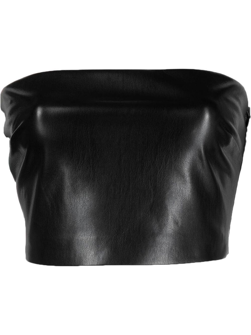 THE ANDAMANE crop faux-leather bandeau top - Black von THE ANDAMANE