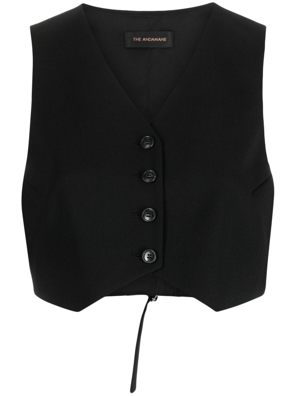 THE ANDAMANE cropped V-neck waistcoat - Black von THE ANDAMANE