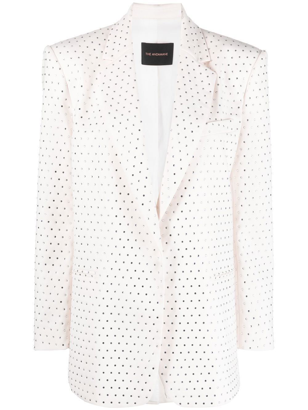 THE ANDAMANE crystal-embellished single-breasted blazer - White von THE ANDAMANE