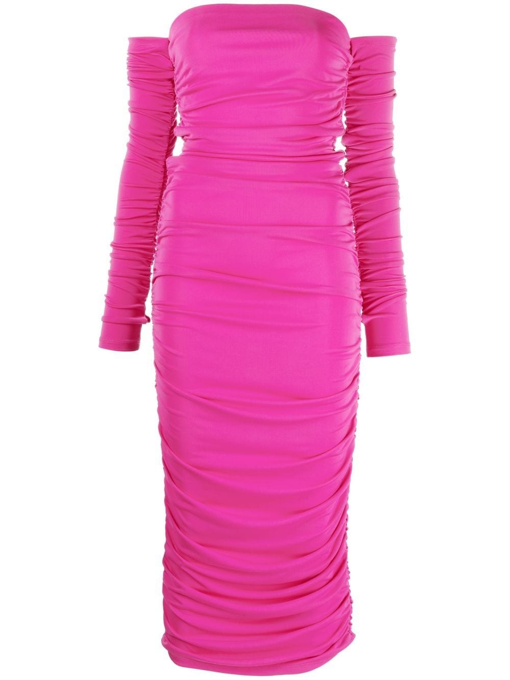 THE ANDAMANE off-shoulder ruched maxi dress - Pink von THE ANDAMANE