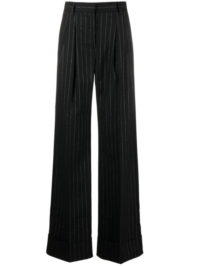 THE ANDAMANE pinstripe wide-leg trousers - Black von THE ANDAMANE