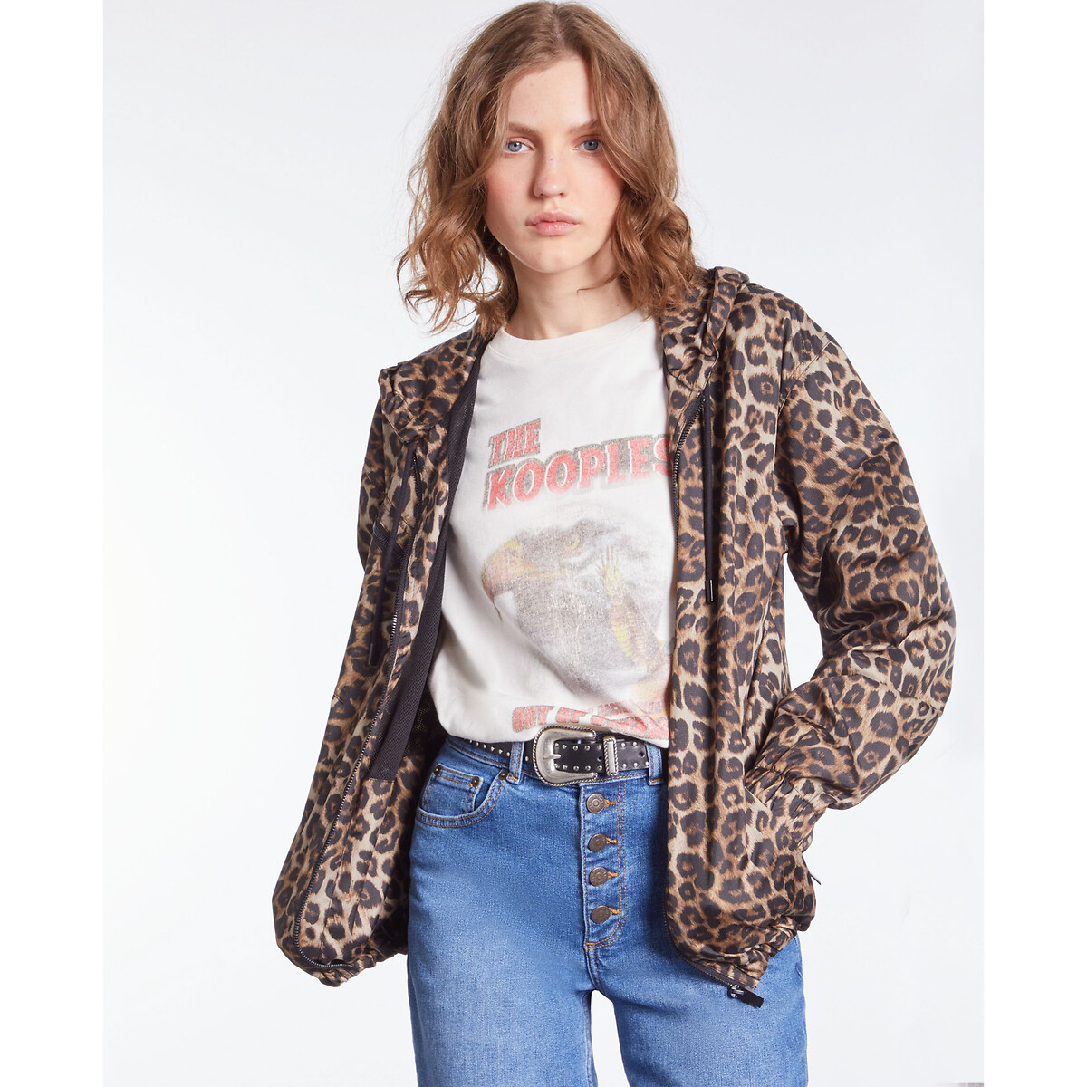 Jacke mit Leoprint, Kapuze und Seitentaschen von THE KOOPLES