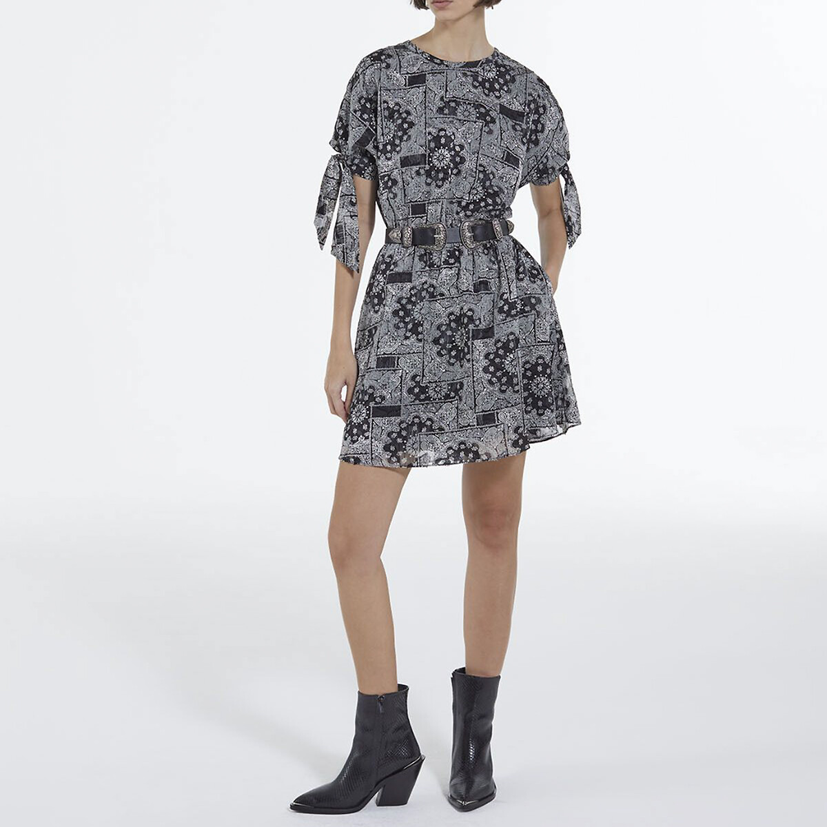 Kurzärmeliges Minikleid, leichter Voile mit Allover-Druck von THE KOOPLES