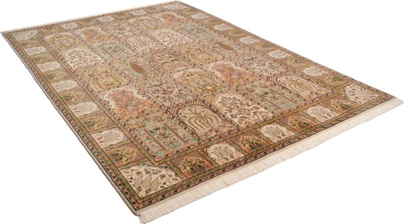 THEKO Orientteppich »Baktyari K«, rechteckig, 12 mm Höhe, handgeknüpft, Material: 80% Wolle, 20% Seide, mit Fransen von THEKO