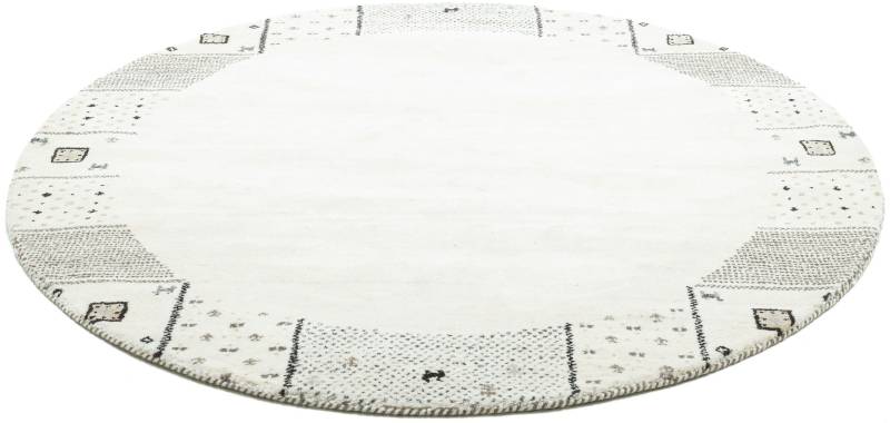 THEKO Wollteppich »Denver 1999«, rund, 16 mm Höhe, reine Wolle, Gabbeh Design, handgeknüpft, mit Bordüre von THEKO