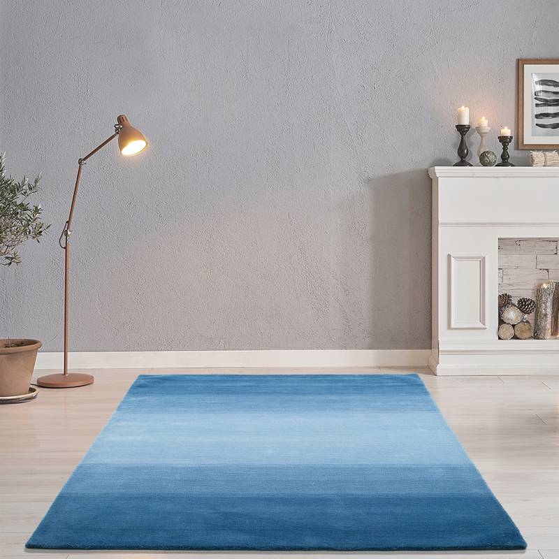 THEKO Wollteppich »Wool Comfort«, rechteckig, 14 mm Höhe, Handweb Teppich, reine Wolle, handgewebt, brilliante Farben, Scandi von THEKO